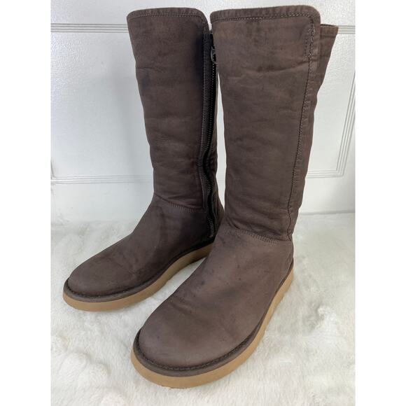 UGG Abree Tall Suede Boots Women’s Size 6 Espresso Brown 1009256 - Picture 1 of 9